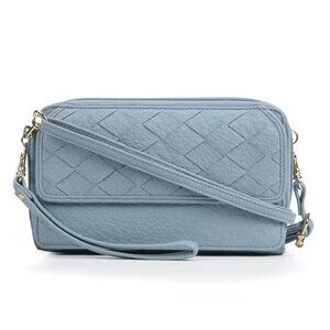 🆕 Bueno Of California Light Blue Woven Wallet Crossbody Bag | 5627